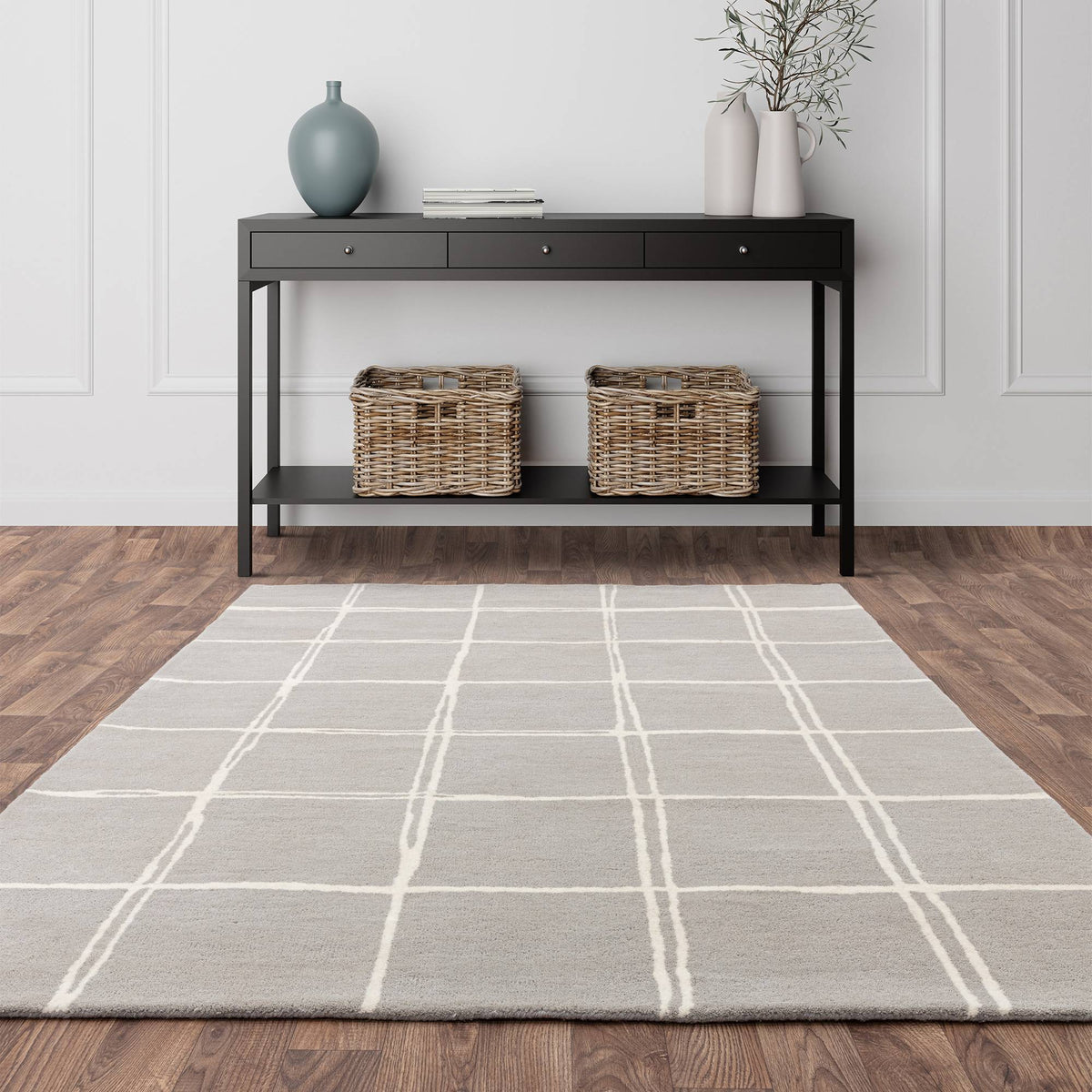 Albany Grid Silver Rug