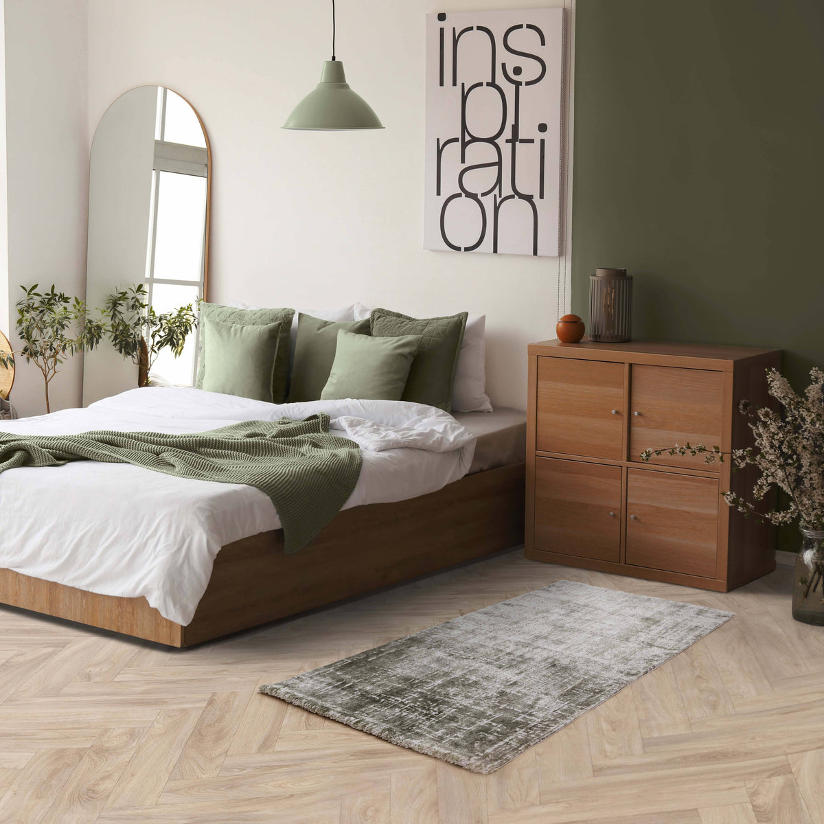 Kuza Abstract Green Rug