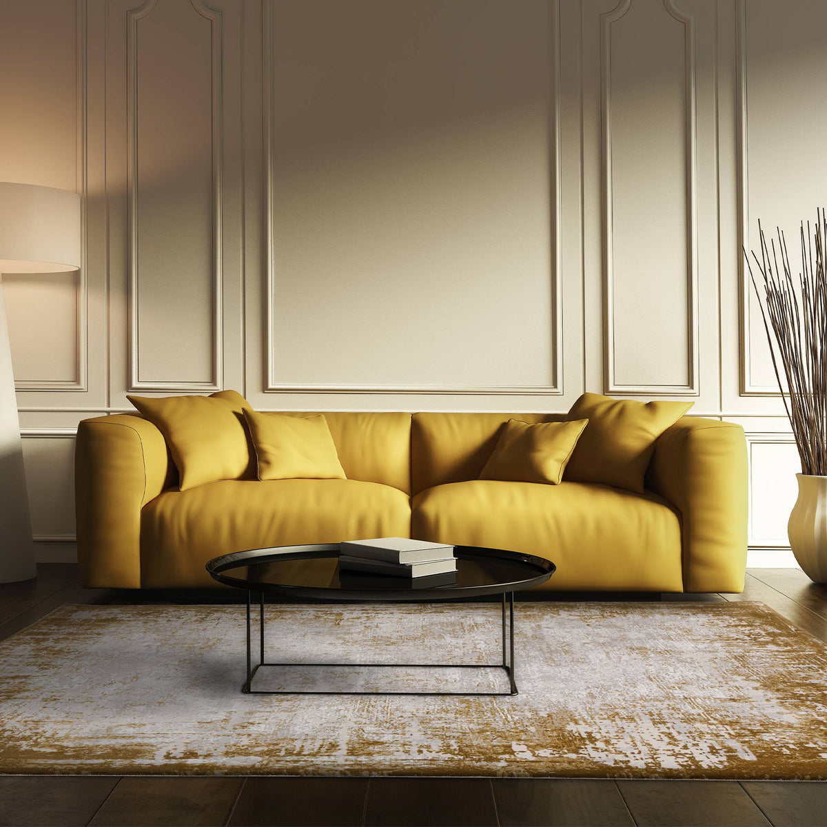 Kuza Border Gold Rug