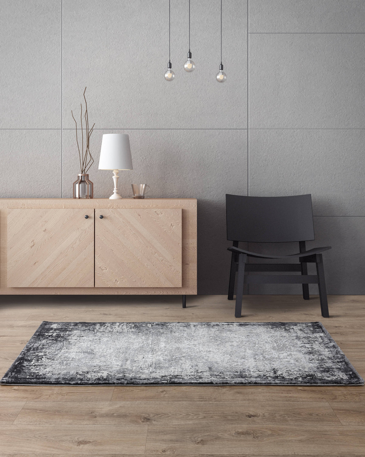 Kuza Border Grey Rug