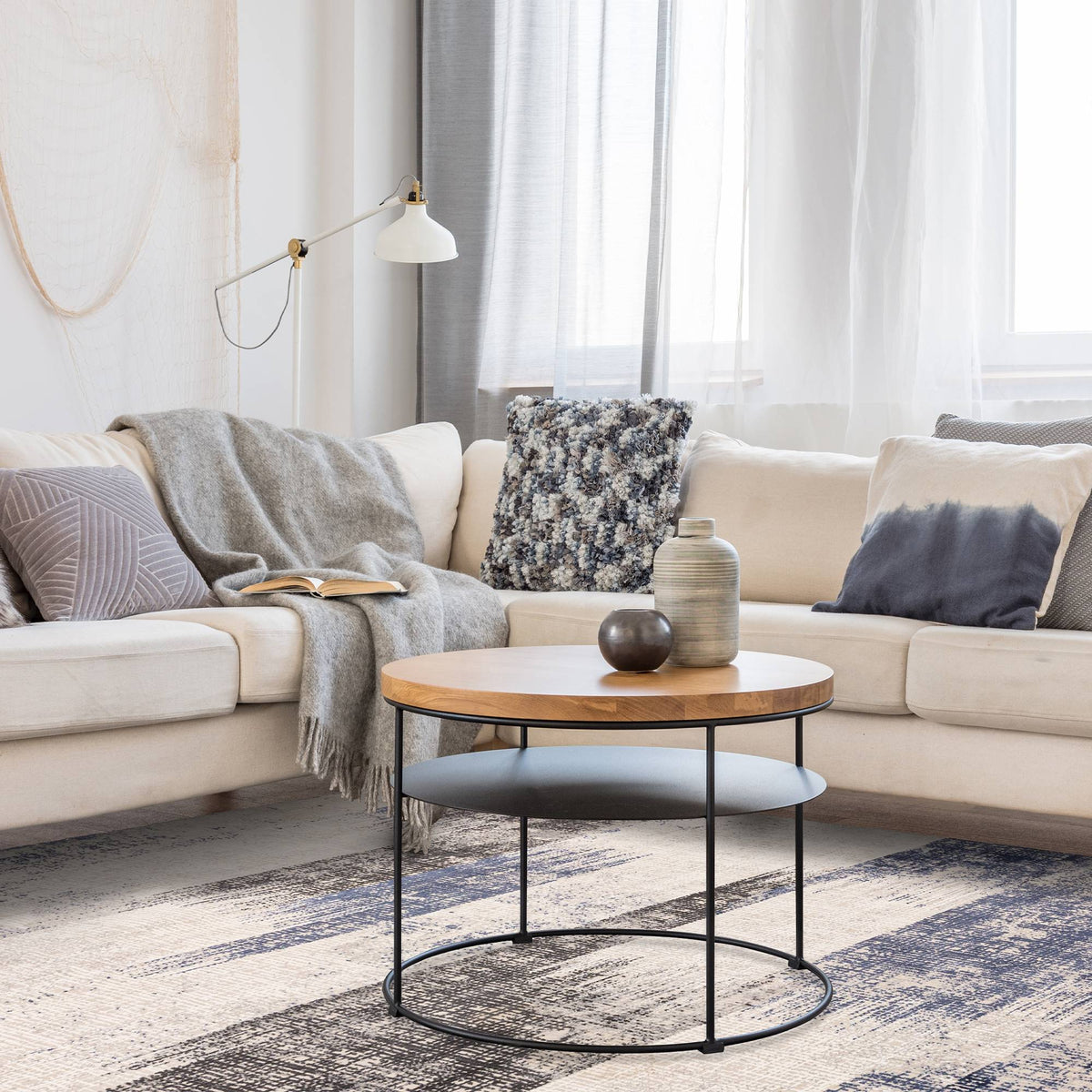 Kuza Lines Blue Rug