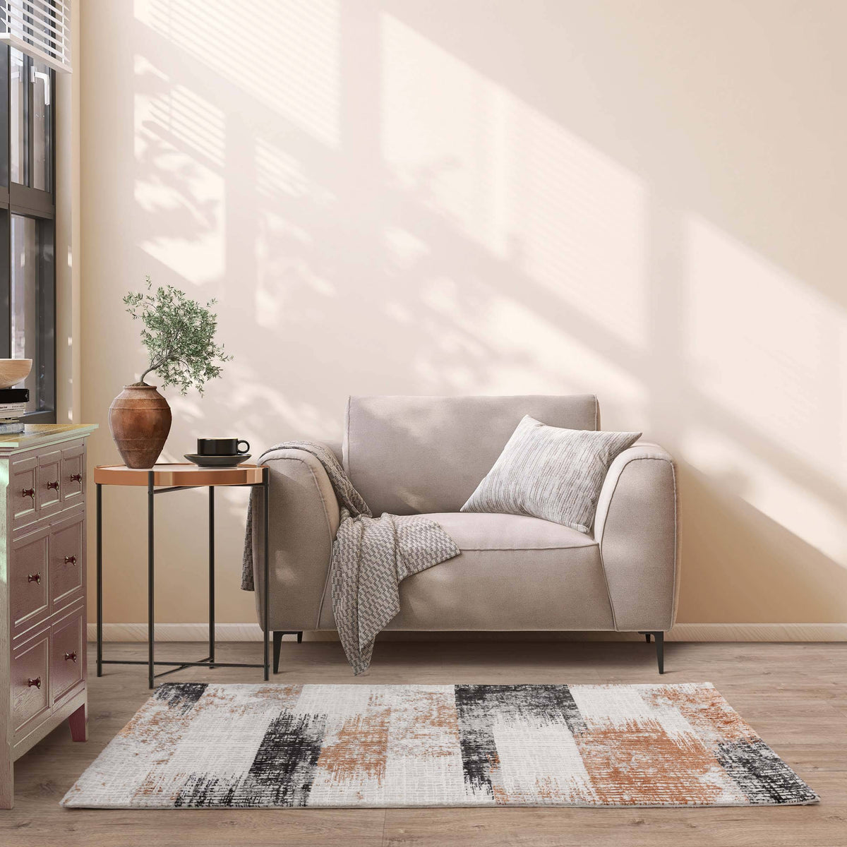 Kuza Lines Terracotta Rug