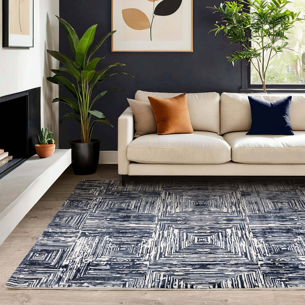 Kuza Portrait Navy Rug