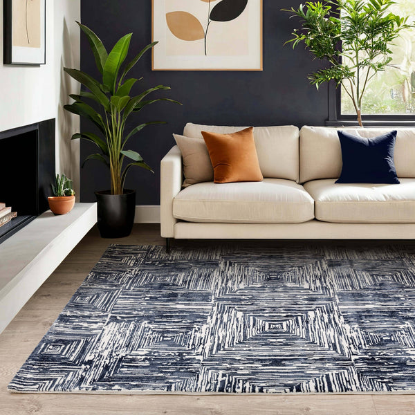 Kuza Portrait Navy Rug