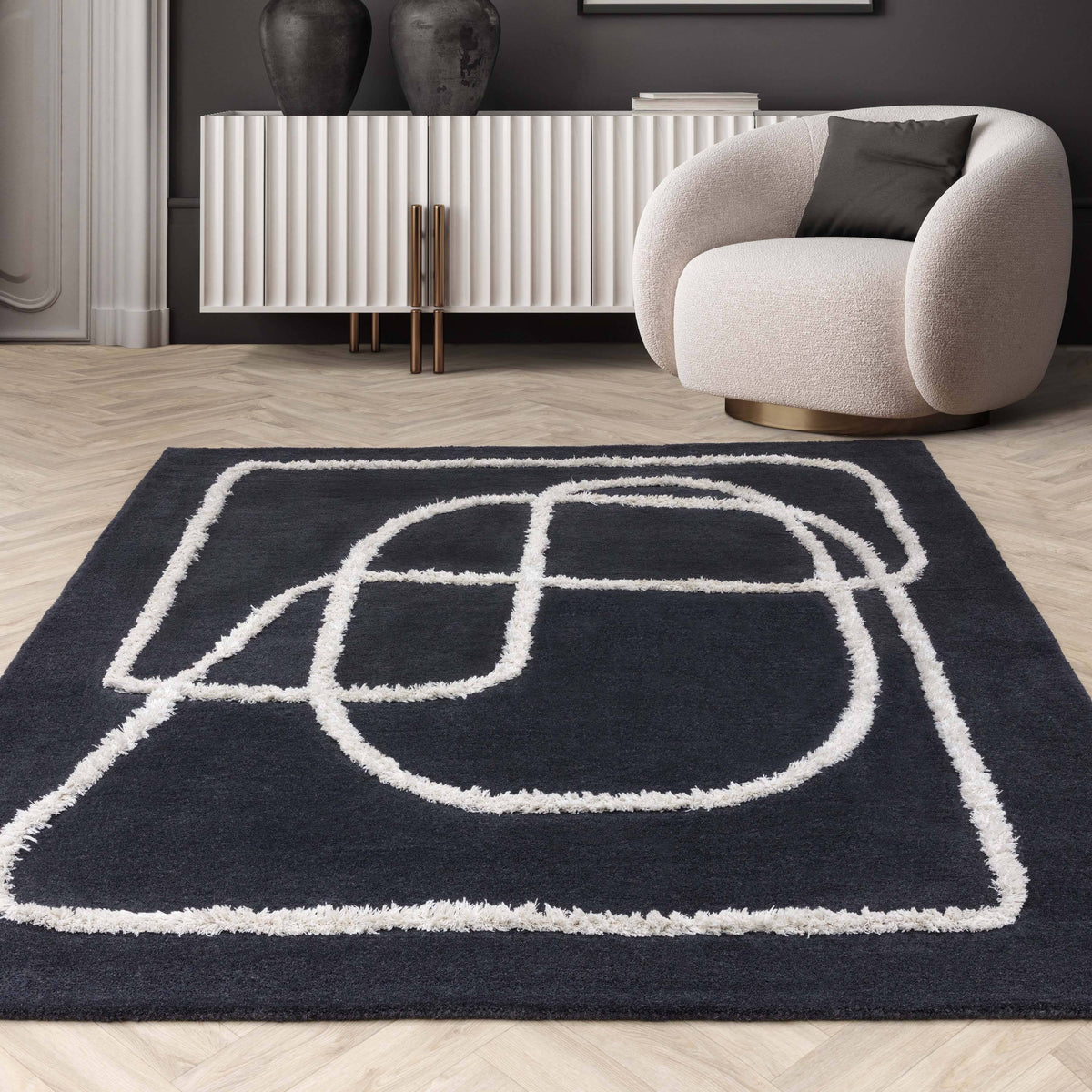 Matrix Infinity Charcoal Rug