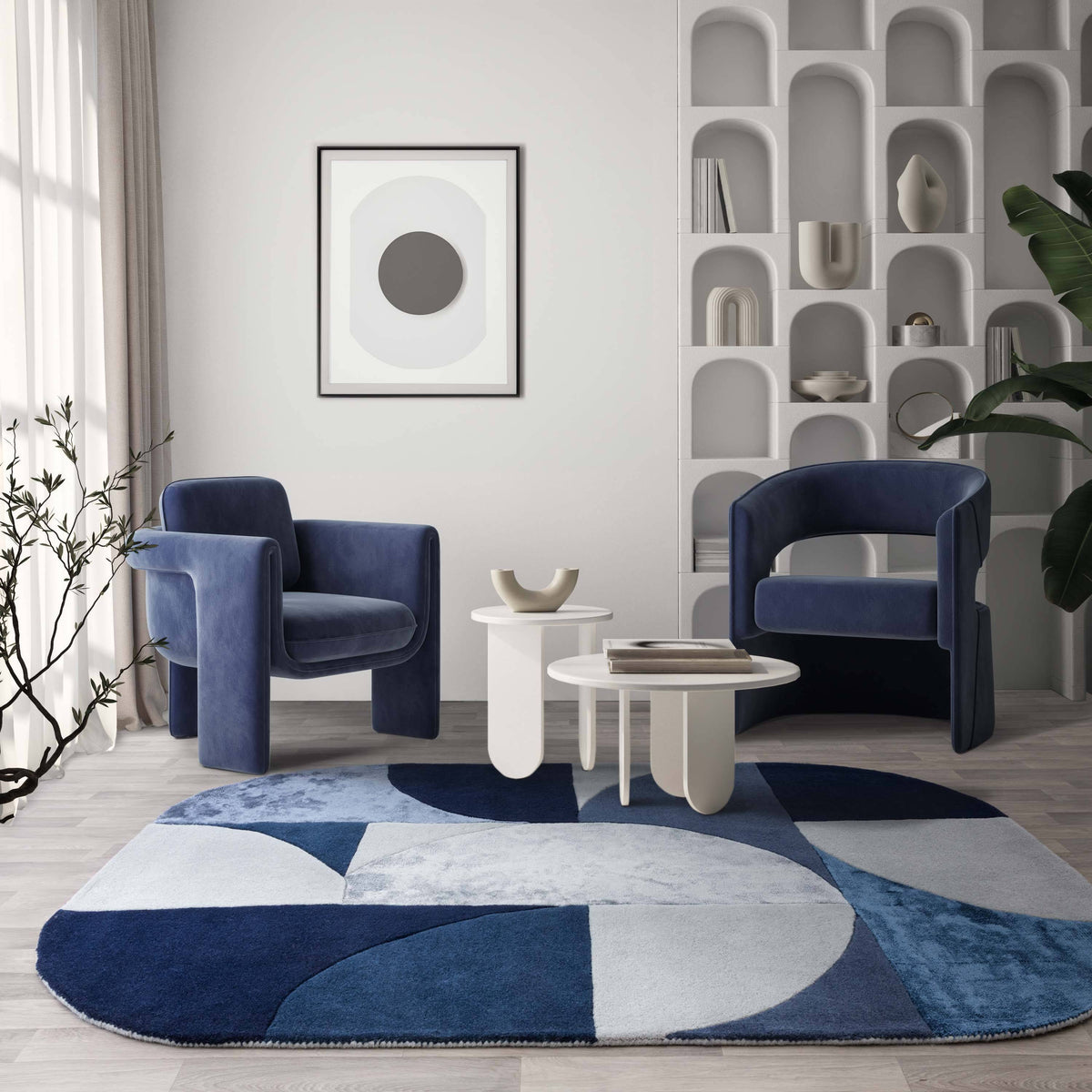 Matrix Oval Indigo Rug