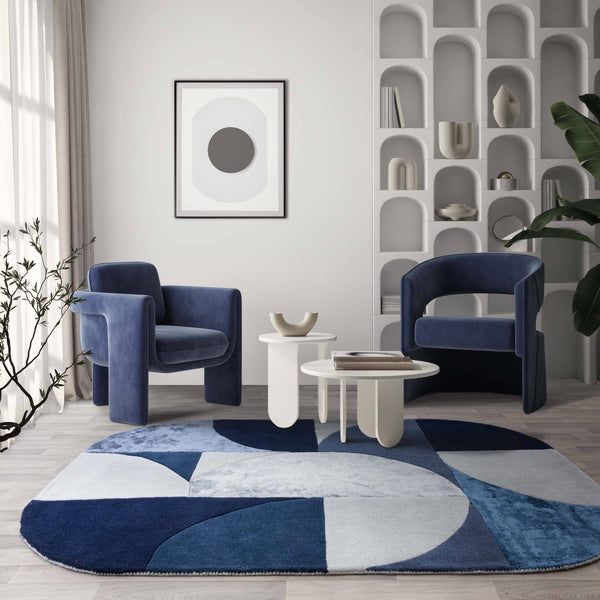 Matrix Oval Indigo Rug