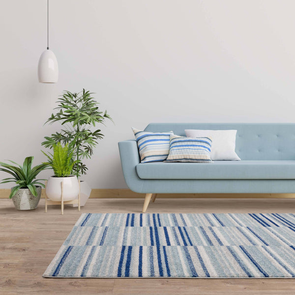 Muse Blue Stripe Rug MU05
