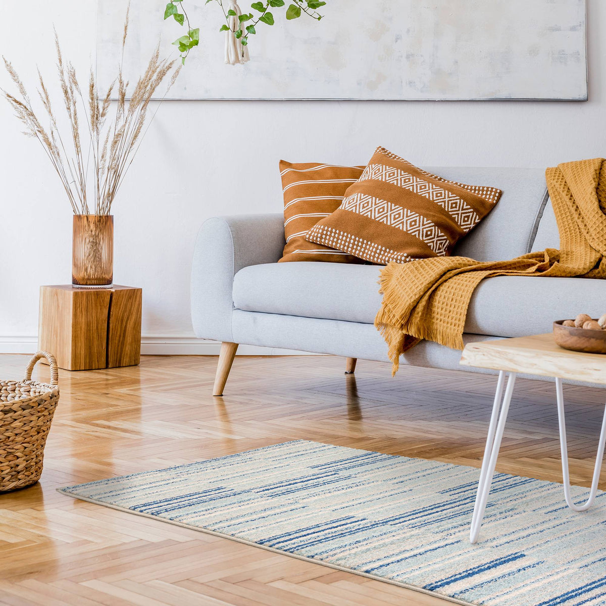 Muse Blue Stripe Rug MU05