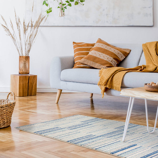Muse Blue Stripe Rug MU05
