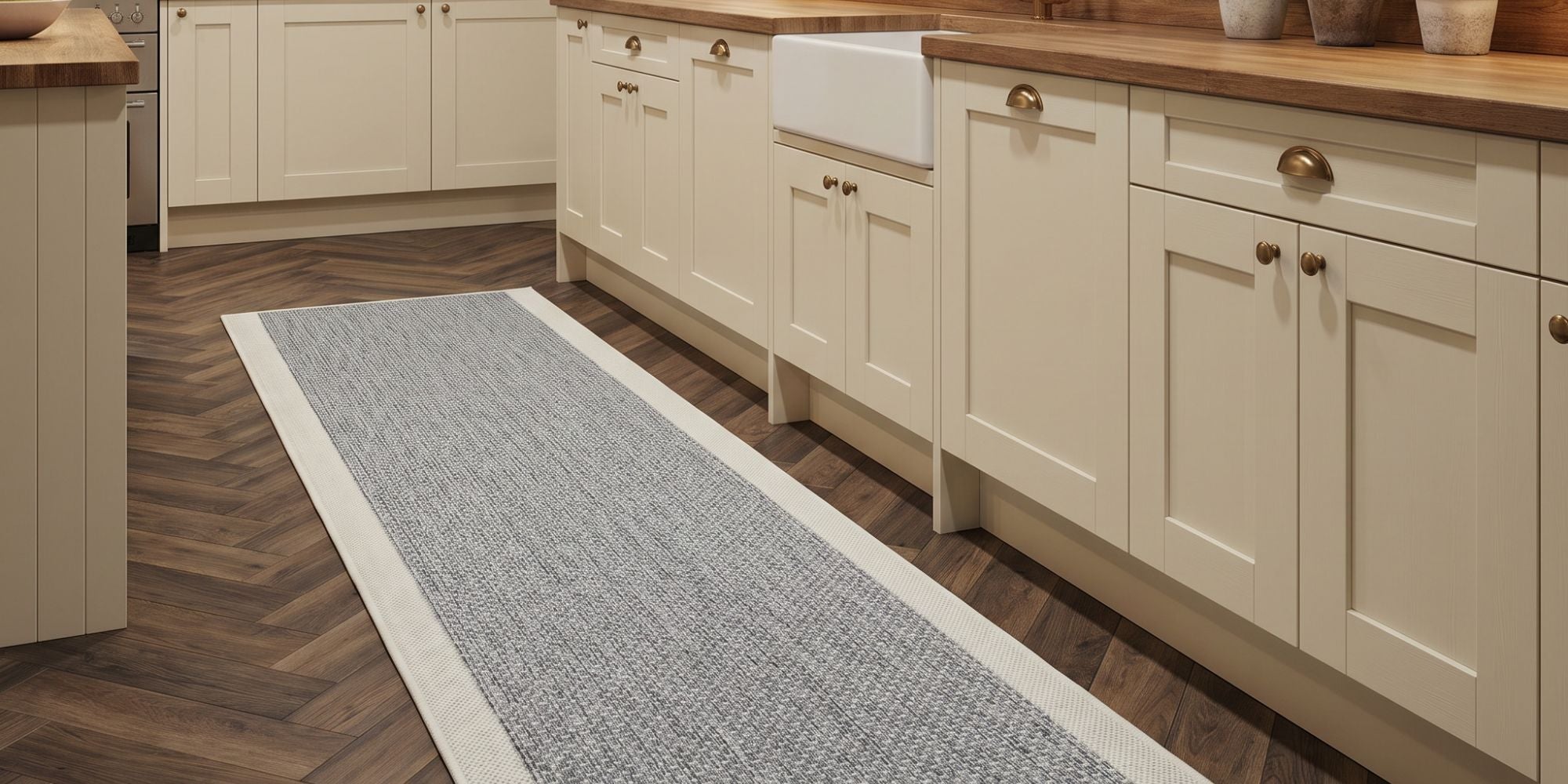 Grey runner in a kitchen